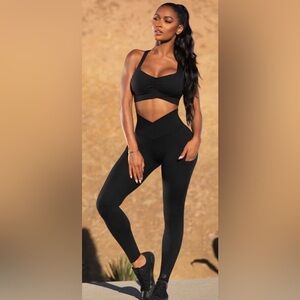 Bombshell Sportswear Black Fold-Over Waist Leggings